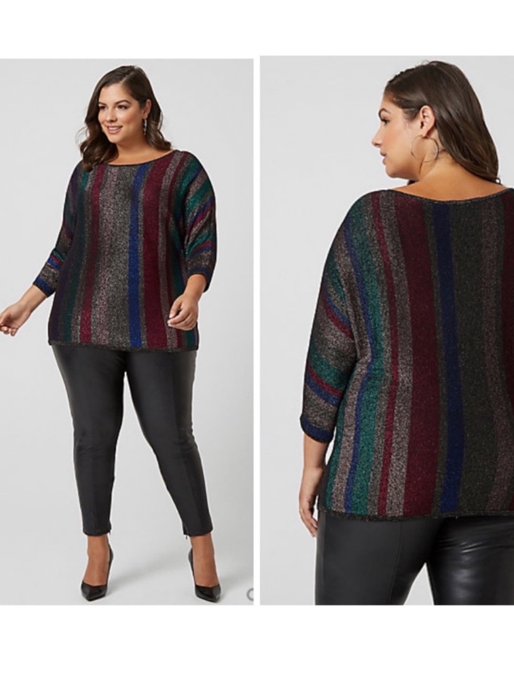 Striped Metallic Sweater Silver
Lurex Shimmering Pullover
Stripes New Size US 2X